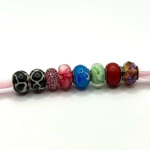 Pandora Style Glass Beads  8 total beads be added  to charm bracelet or necklace